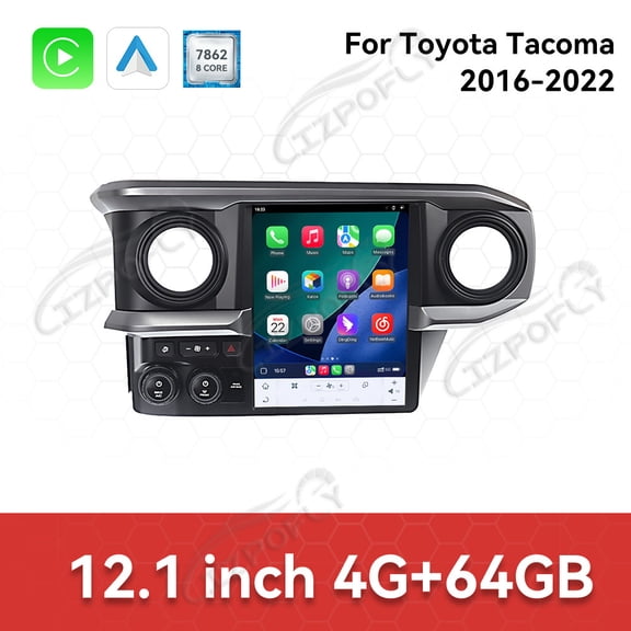 Lizpofly 12.1 inch Android Double Din Car Radio For Toyota Tacoma 2016-2022 Car Multimedia Video Player GPS Navigation Carplay Head Unit Touch Screen
