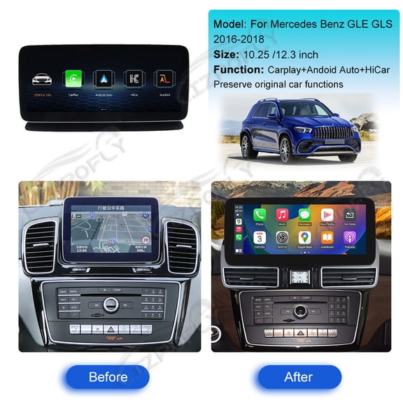 Lizpofly 12.3 Inch Ultra-Narrow Touchscreen with,For Mercedes Benz GLE 2016-2018,LINUX Multimedia Car Radio Receiver Compatible ,Wireless CarPlay,Android Auto.