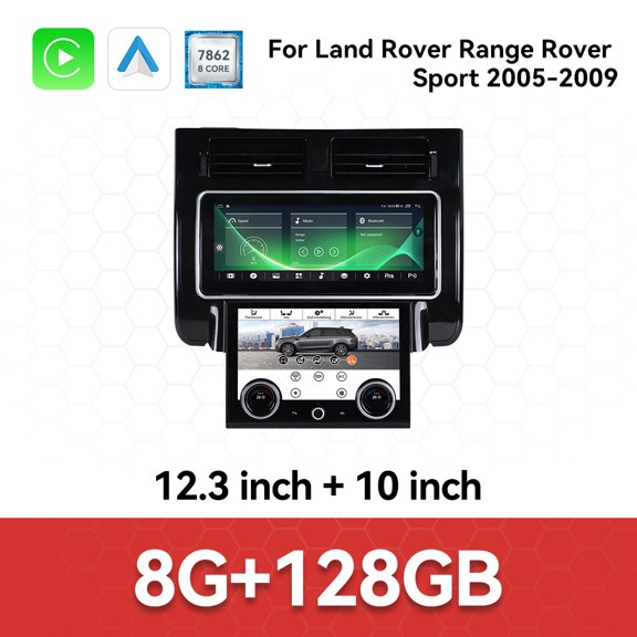 Lizpofly 12.3 inch+10 inch Android Double Din Car Stereo Radio For Land Rover Range Rover Sport 2005-2009 Car Multimedia Video Player GPS Navigation Carplay Head Unit Touch Screen