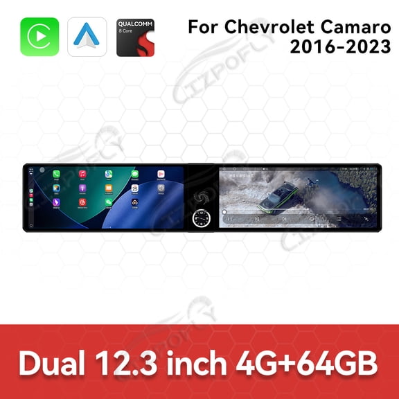 Lizpofly 12.3 inch Android Double Din Car Radio For Chevrolet Camaro 2016-2023 Car Multimedia Video Player GPS Navigation Carplay Head Unit Touch Screen