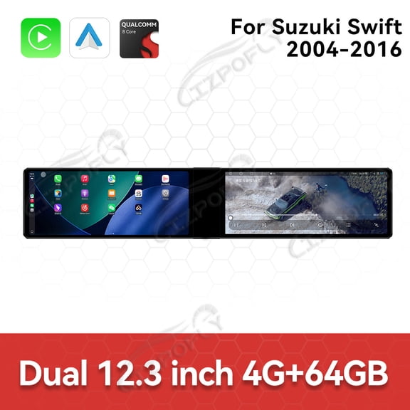 Lizpofly 12.3 inch Android Double Din Car Radio For Suzuki Swift 2004-2016 Car Multimedia Video Player GPS Navigation Carplay Head Unit Touch Screen