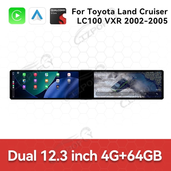 Lizpofly 12.3 inch Android Double Din Car Radio For Toyota Land Cruiser LC100 VXR 2002-2005 Car Multimedia Video Player GPS Navigation Carplay Head Unit Touch Screen