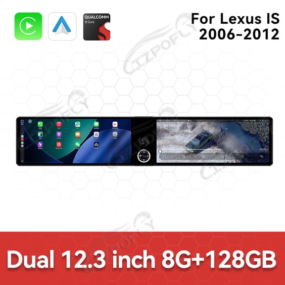Lizpofly 12.3 inch Android Double Din Car Stereo Radio For Lexus IS 2006-2012 Car Multimedia Video Player GPS Navigation Carplay Head Unit Touch Screen