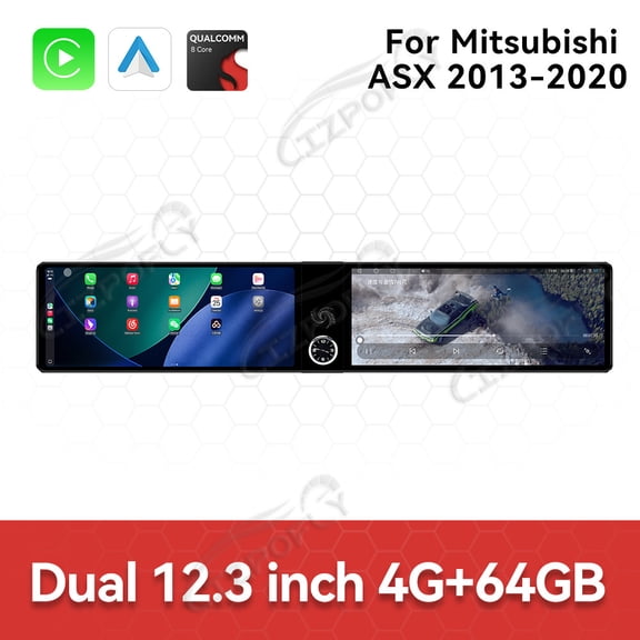Lizpofly 12.3 inch Android Double Din Car Stereo Radio For Mitsubishi ASX 2013-2020 Car Multimedia Video Player GPS Navigation Carplay Head Unit Touch Screen