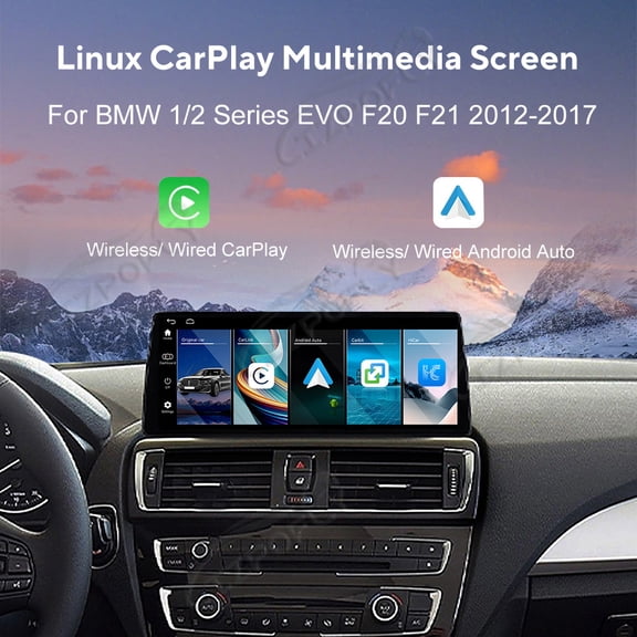 Lizpofly 12.9 Inch Ultra-Narrow Touchscreen with,For BMW 1/2 Series EVO F20 F21 2012-2017,LINUX Multimedia Car Radio Receiver Compatible ,Wireless CarPlay,Android Auto.