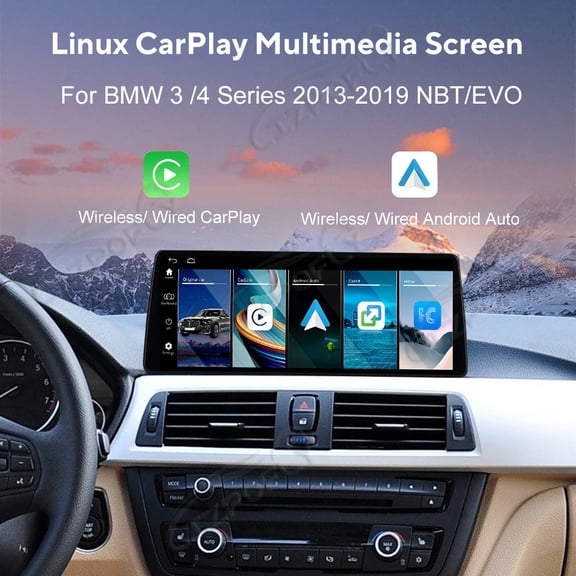 Lizpofly 12.9 Inch Ultra-Narrow Touchscreen with,For BMW 3 /4 Series 2013-2017 NBT,LINUX Multimedia Car Radio Receiver Compatible ,Wireless CarPlay,Android Auto.