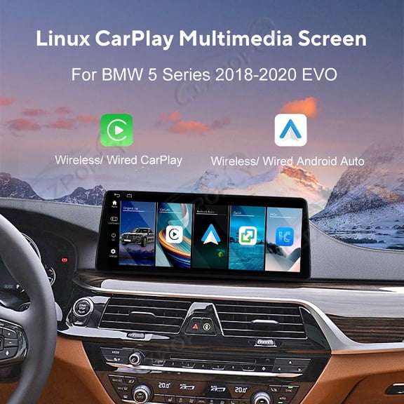 Lizpofly 12.9 Inch Ultra-Narrow Touchscreen with,For BMW 5 Series 2018-2020 EVO,LINUX Multimedia Car Radio Receiver Compatible ,Wireless CarPlay,Android Auto.