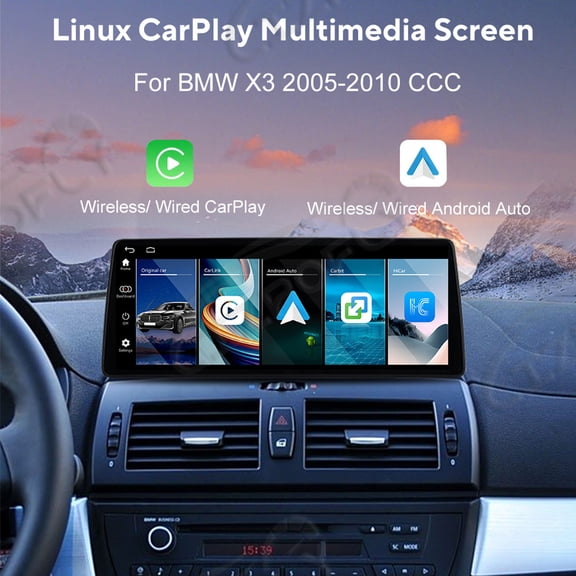 Lizpofly 12.9 Inch Ultra-Narrow Touchscreen with,For BMW X3 2005-2010 CCC,LINUX Multimedia Car Radio Receiver Compatible ,Wireless CarPlay,Android Auto.