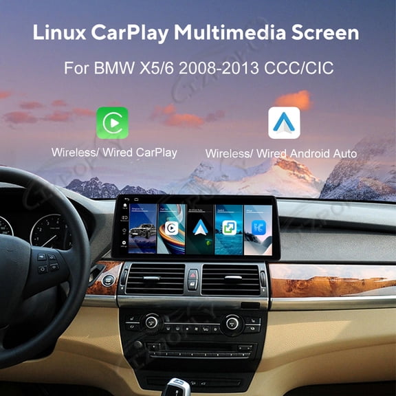 Lizpofly 12.9 Inch Ultra-Narrow Touchscreen with,For BMW X5/6 2011-2013 CIC,LINUX Multimedia Car Radio Receiver Compatible ,Wireless CarPlay,Android Auto.