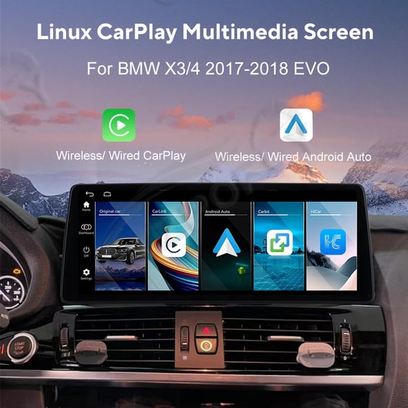 Lizpofly 12.9 Inch Ultra-Narrow Touchscreen with,For BMWX3/4 2017-2018 EVO,LINUX Multimedia Car Radio Receiver Compatible ,Wireless CarPlay,Android Auto.