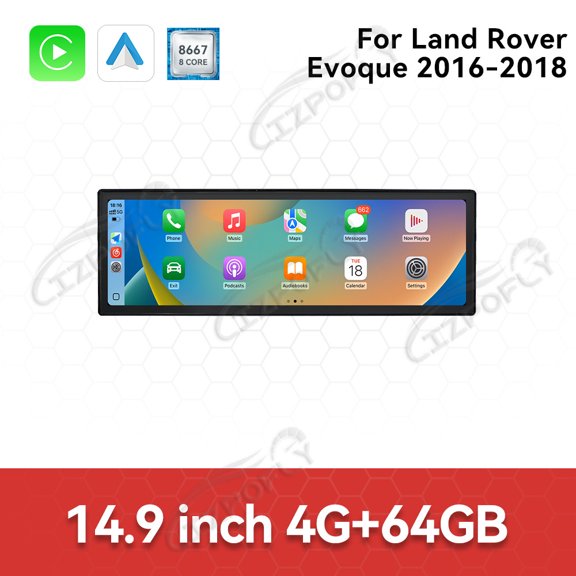 Lizpofly 14.9 inch Android Car Radio For Land Rover Evoque 2016-2018 Car Multimedia Video Player Car GPS Navigation Carplay Stereo DSP
