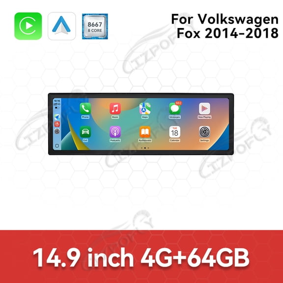 Lizpofly 14.9 inch Android Car Radio,For Volkswagen Fox 2014-2018 Car Multimedia Video Player Car GPS Navigation Carplay Stereo DSP