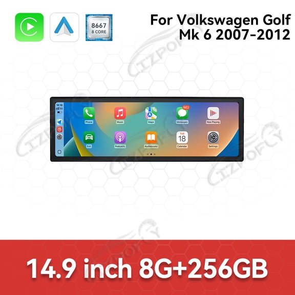 Lizpofly 14.9 inch Android Car Radio,For Volkswagen Golf Mk 6 2007-2012 Car Multimedia Video Player Car GPS Navigation Carplay Stereo DSP