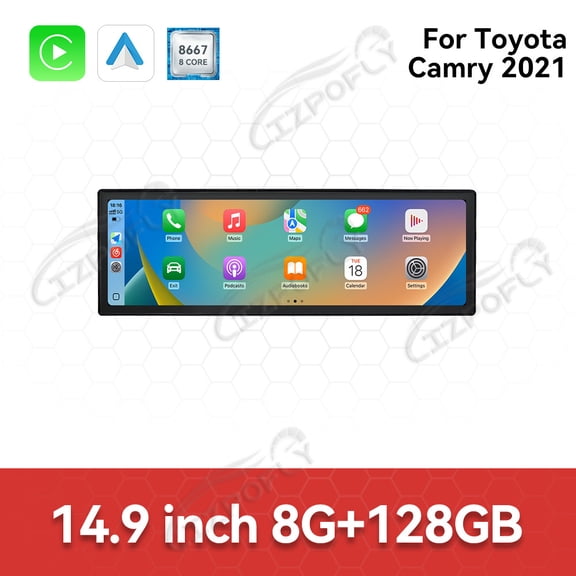 Lizpofly 14.9 inch Android Double Din Car Stereo Radio For Toyota Camry 2021 Car Multimedia Video Player GPS Navigation Carplay Head Unit Touch Screen