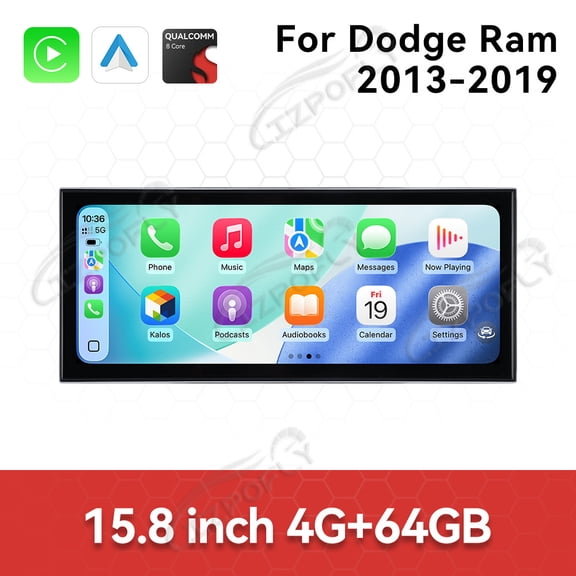 Lizpofly 15.8 inch Android Double Din Car Radio For Dodge Ram 2013-2019 Car Multimedia Video Player GPS Navigation Carplay Head Unit Touch Screen