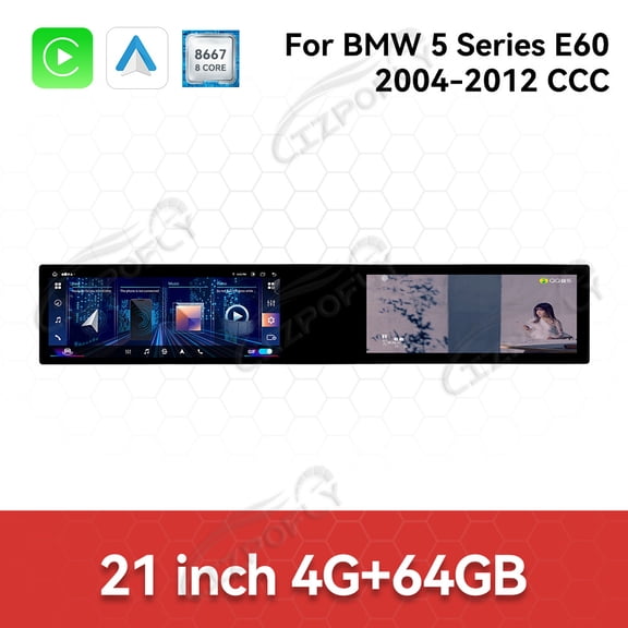 Lizpofly 21 inch Android Car Radio,For BMW 5 Series E60 CCC 2004-2012 Car Multimedia Video Player Car GPS Navigation Carplay Stereo DSP