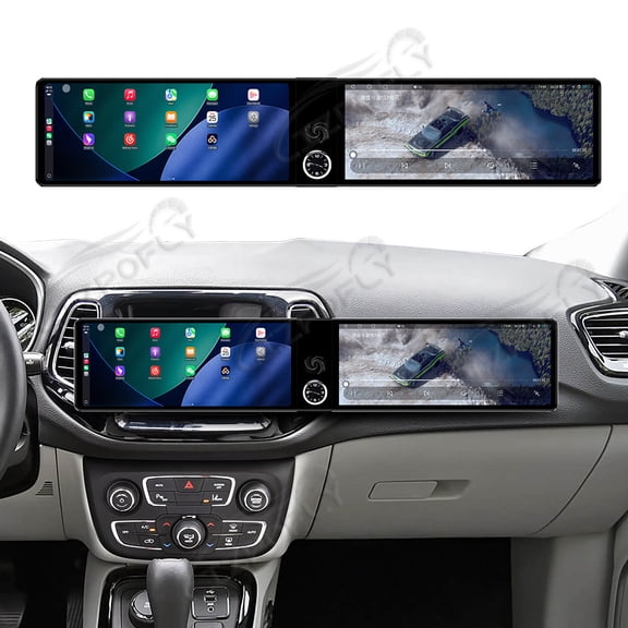 Lizpofly Dual 12.3 inch Screen Car Radio For Jeep Compass 2017-2021 Android GPS Navigation Multimedia Video Player Stereo Receiver Head Unit