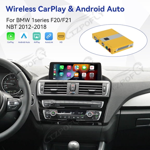 Lizpofly wireless CarPlay module wired Android Auto suitable For BMW 1series F20/F21 NBT 2012-2018 models decoding box supports mirror link, camera, GPS, Siri, YouTube, etc.