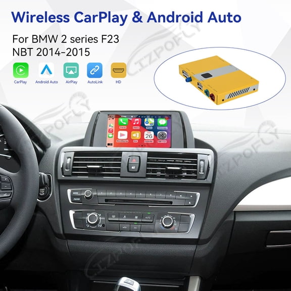 Lizpofly wireless CarPlay module wired Android Auto suitable For BMW 2 series F23 NBT 2014-2015 models decoding box supports mirror link, camera, GPS, Siri, YouTube, etc.