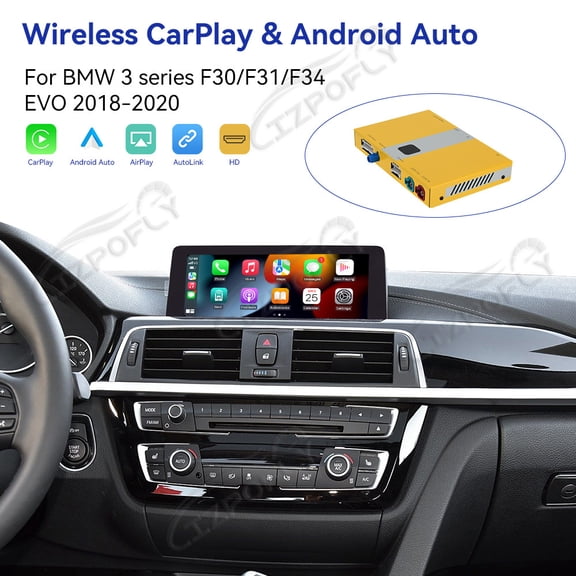 Lizpofly wireless CarPlay module wired Android Auto suitable For BMW 3 series/GT3 F30/F31/F34 EVO 2018-2020 models decoding box supports mirror link, camera, GPS, Siri, YouTube, etc.