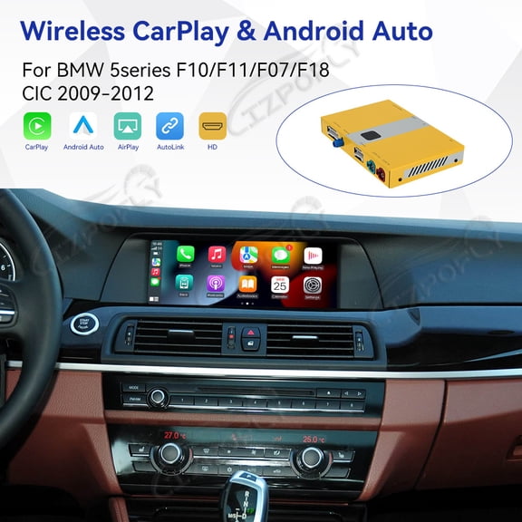 Lizpofly wireless CarPlay module wired Android Auto suitable For BMW 5series F10/F11/F07/F18 CIC 2009-2012 models decoding box supports mirror link, camera, GPS, Siri, YouTube, etc.