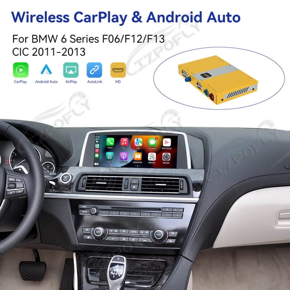 Lizpofly wireless CarPlay module wired Android Auto suitable For BMW 6 Series F06/F12/F13 CIC 2011-2013 models decoding box supports mirror link, camera, GPS, Siri, YouTube, etc.