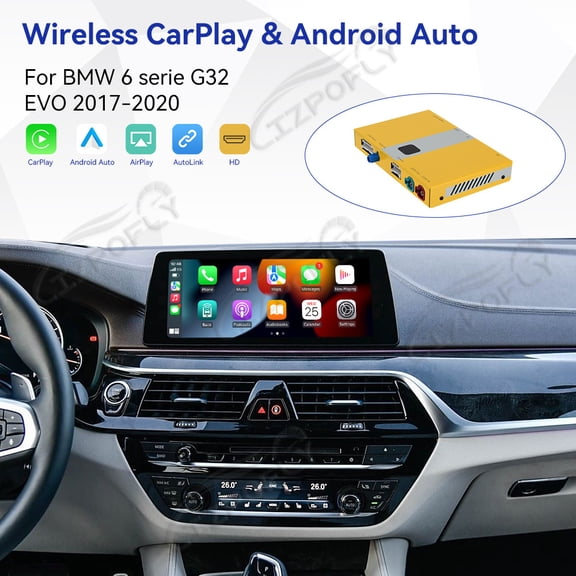 Lizpofly wireless CarPlay module wired Android Auto suitable For BMW 6 serie G32 EVO 2017-2020 models decoding box supports mirror link, camera, GPS, Siri, YouTube, etc.