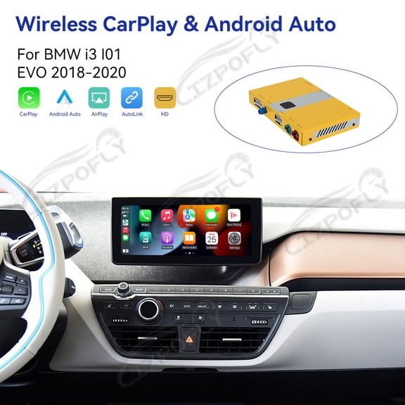 Lizpofly wireless CarPlay module wired Android Auto suitable For BMW I3 I01 EVO 2018-2020 models decoding box supports mirror link, camera, GPS, Siri, YouTube, etc.