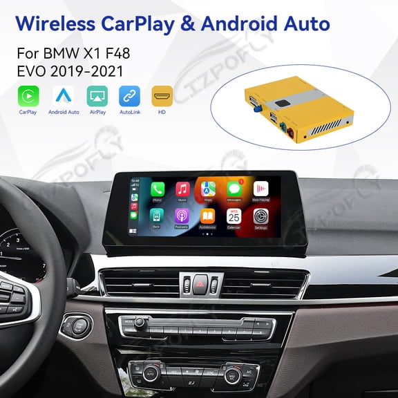 Lizpofly wireless CarPlay module wired Android Auto suitable For BMW X1 F48 EVO 2019-2021 models decoding box supports mirror link, camera, GPS, Siri, YouTube, etc.