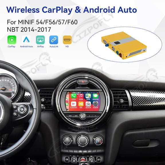 Lizpofly wireless CarPlay module wired Android Auto suitable For MINI F54/F56/57/F60 NBT 2014-2017 models decoding box supports mirror link, camera, GPS, Siri, YouTube, etc.
