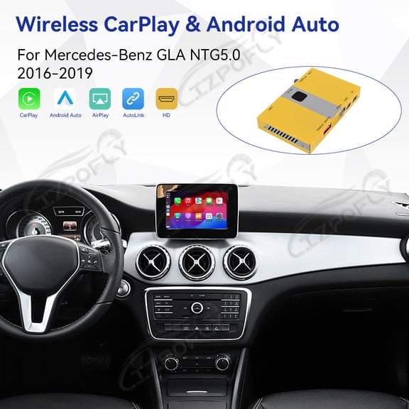 Lizpofly wireless CarPlay module wired Android Auto suitable For Mercedes-Benz GLA NTG5.0 2016-2019 models decoding box supports mirror link, camera, GPS, Siri, YouTube, etc.