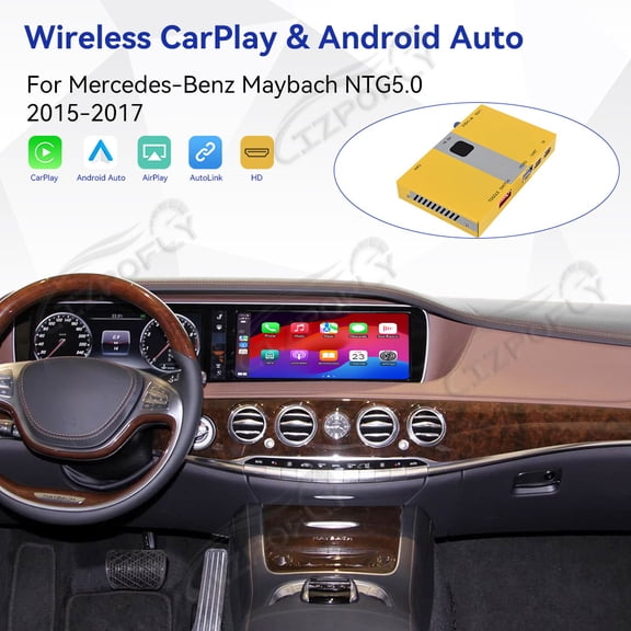 Lizpofly wireless CarPlay module wired Android Auto suitable For Mercedes-Benz Maybach NTG5.0 2015-2017 models decoding box supports mirror link, camera, GPS, Siri, YouTube, etc.