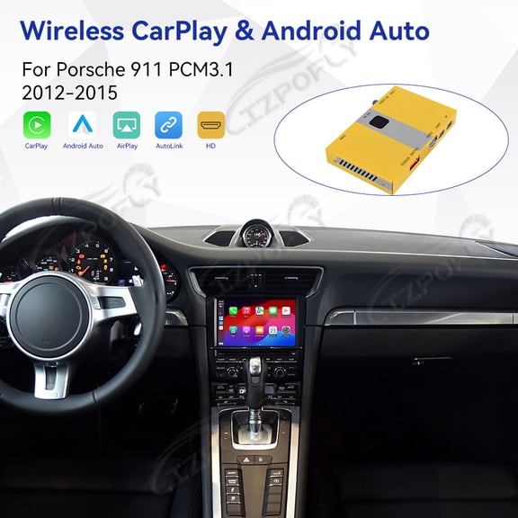 Lizpofly wireless CarPlay module wired Android Auto suitable For Porsche 911 PCM3.1 2012-2015 models decoding box supports mirror link, camera, GPS, Siri, YouTube, etc.