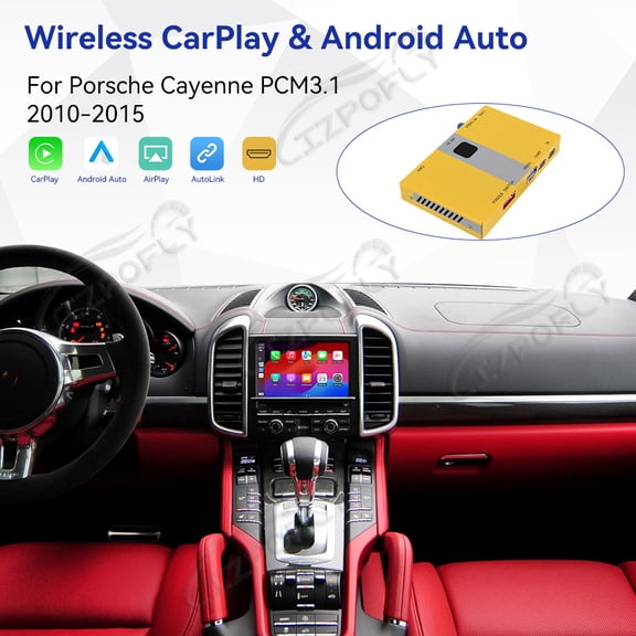 Lizpofly wireless CarPlay module wired Android Auto suitable For Porsche Cayenne PCM3.1 2010-2015 models decoding box supports mirror link, camera, GPS, Siri, YouTube, etc.