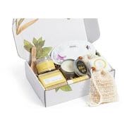 Natural Citrus Bath & Body Gift Set, Grapefruit Spa Gift Box with Shower Steamer, Soap, Clay Mask & Lip Balm, Self-Care Gift for Women & Men