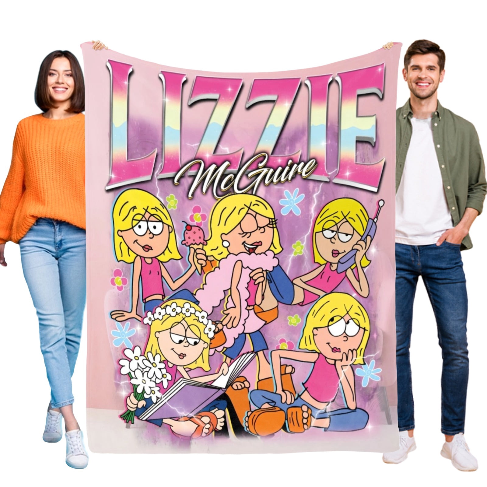 Lizzie Mcguire Banner Throw Blanket Gifts for Fans Lover Girls Boys Women Present Hoodie Him Bed 40"x50"