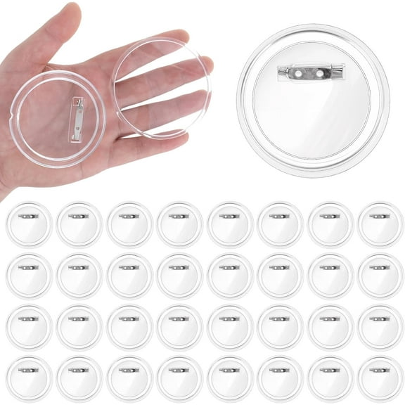 Yoqb 28 Pcs Photo Buttons 3 Inch Clear Button Pins Bulk for Picture, Custom Blank Buttons Pins, Acrylic Button Making Kit DIY Make Your Own Buttons Badge Maker A1017