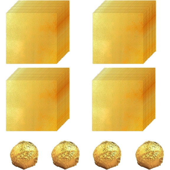 Ljia 400PCS Square Aluminium Foil Candy Wrappers 4x4 inches Candy Foil Wrappers Sheets Gold Foil Paper for Caramels Chocolate Bar Butter DIY Homemade Candy Packaging A605