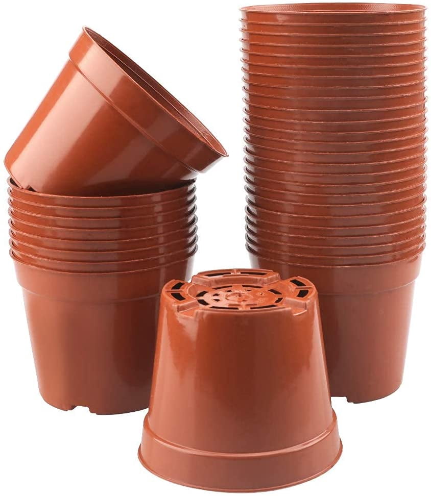 Ljia 50 Pcs 4 inch Plastic Plant Flower Seedlings Nursery Pot/Pots ...