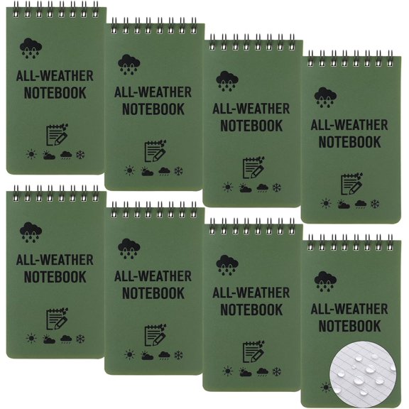 Ljia 8 Pack All Weather Notepad 3"X5" Write in the Rain Notebook, Waterproof Notepad Pocket Notebook Stone Paper Police Notebook for Office Outdoor Activities A605