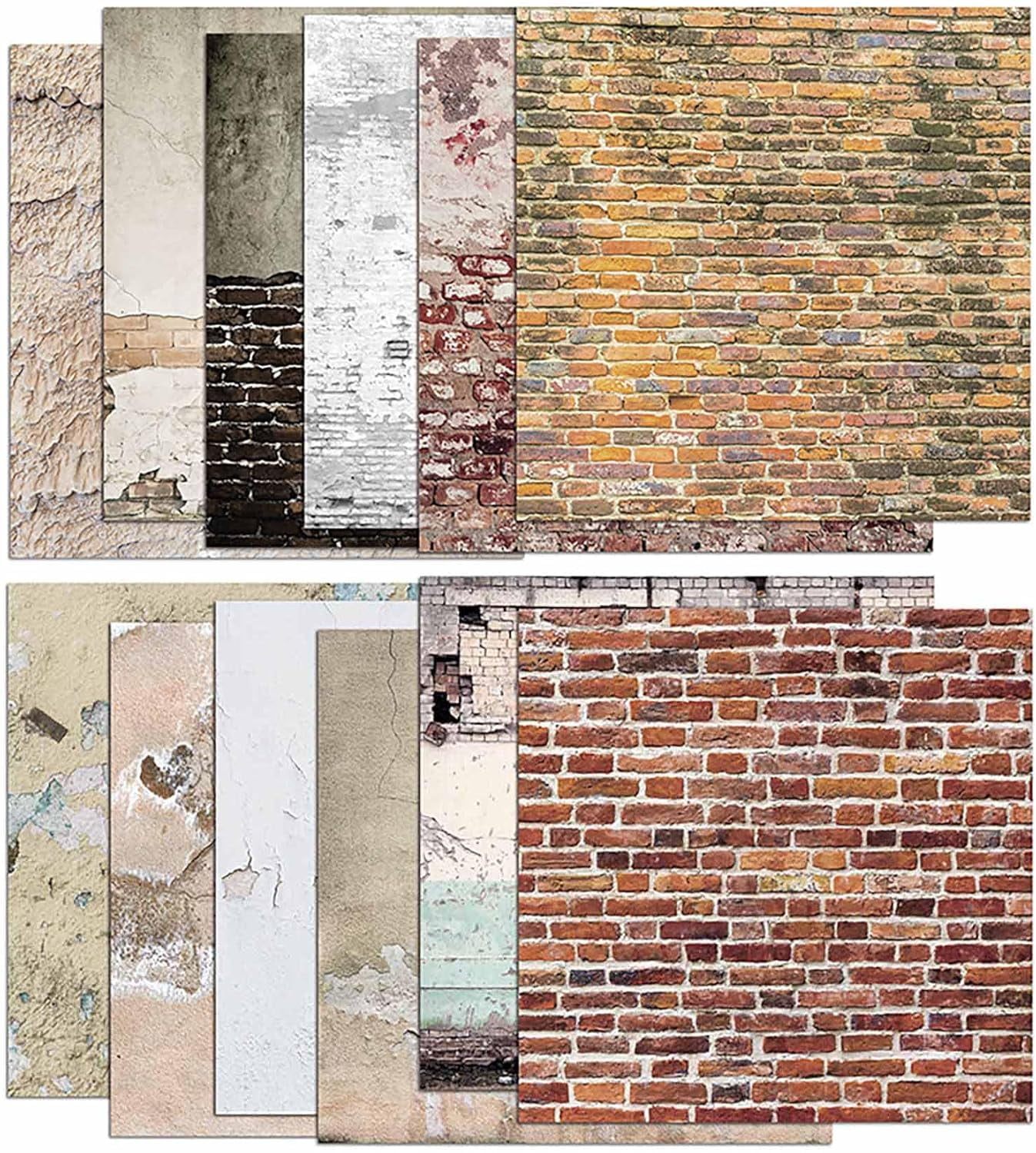 Ljia Vintage Wall Texture Brick Theme Scrapbook Paper, DIY Album Greeting Card Making Background Decorative Paper Craft Supplies Painting Decoration Travel Diary A416