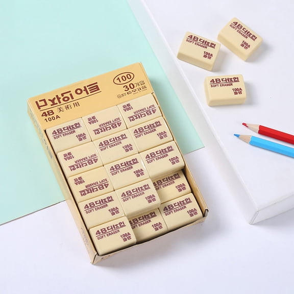 Ljiaocrou 4B Eraser, Pencil Eraser, Soft Rubber Eraser for Drawing and Sketching, Paper Friendly Non-Toxic Material, Efficient Erasing Performance without Residue, Convenient Bulk Packaging