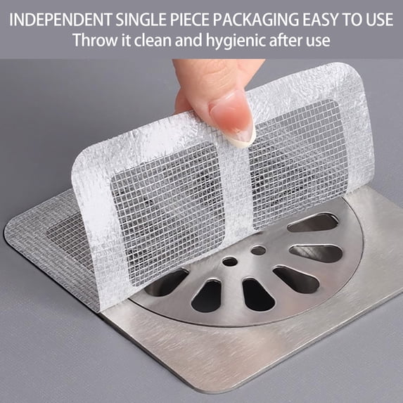 Ljiaocrou Disposable Shower Drain Hair Catcher, Drain Hair Stopper, Peel and Stick Drain Hair Trap Mesh Filter for Bathroom Shower Sink Tub, Easy to Use Disposable Drain Protector Stickers