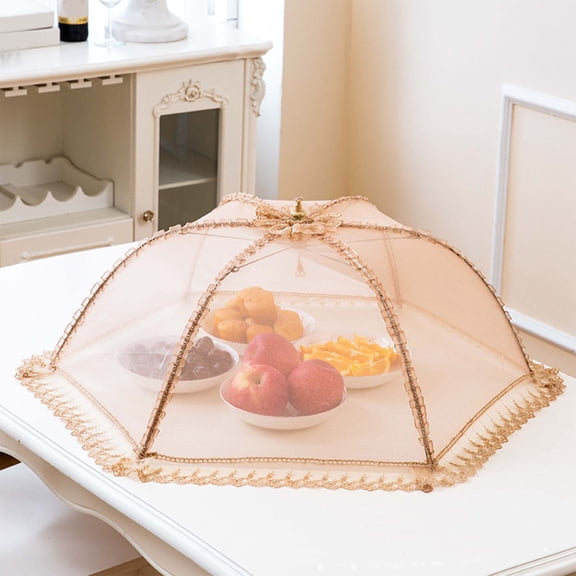Ljiaocrou Food Mesh Cover, Foldable Food Tent, Large Reusable Vegetable Cover for Outdoor Picnic and Kitchen Use, Durable Reinforced Metal Frame with Fine Mesh Material