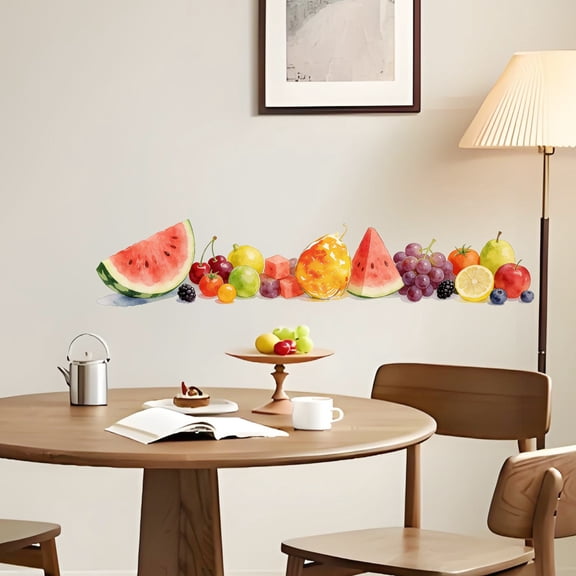 Ljiaocrou Fresh Fruit Combination Stickers, Glass Window Cling Stickers, Removable Decorative Film for Glass and Tile Surfaces, Easy Peel and Stick Home Decor Accent