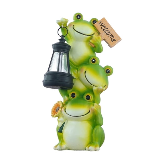 Ljiaocrou Outdoor Solar Garden Light, Solar Powered Resin Lantern, Weatherproof Decorative Frog Sculpture with Integrated Solar Panel, Stable Weighted Base for Porch Lawn Patio Ambience