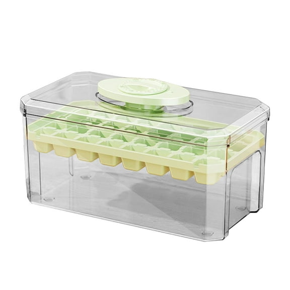 Ljiaocrou Refrigerator Ice Tray, Ice Block Maker, Ice Tray with Lid and Storage Box for Freezer, Food Grade Plastic Material, Easy Release Design, Stackable and Space Saving