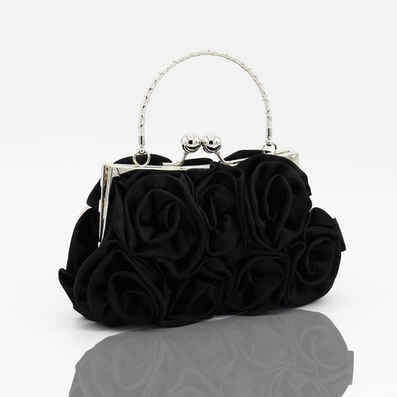 Ljiaocrou Rose Wristlet Evening Bag, Bridal Purse, Elegant Rose-Patterned Handbag for Weddings and Formal Events, Compact Handheld Design, Stylish Rose-Embroidered Accessory for Women