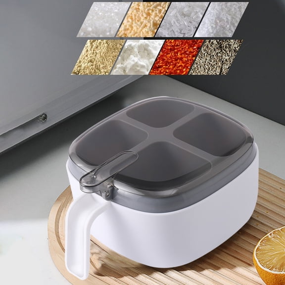 Ljiaocrou Spice Jar Organizer, Multi Compartment Seasoning Dispenser, Transparent Airtight Kitchen Storage Box, Durable Plastic Container for Herbs and Condiments