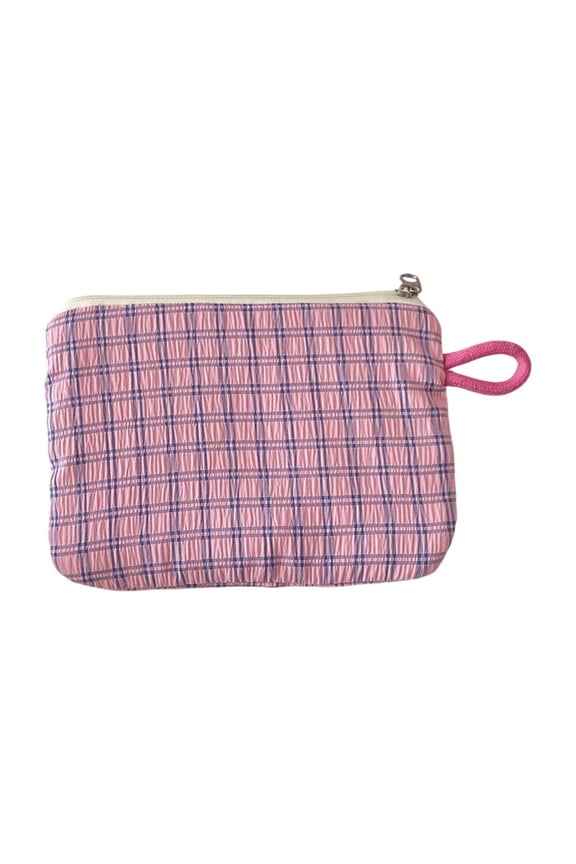 Woolen Knitted Coin Purse, Striped Cosmetic Bag, Portable Leak Proof Travel Makeup Storage Bag, Mini Size Lightweight Zipper Closure Small Organizer Pouch